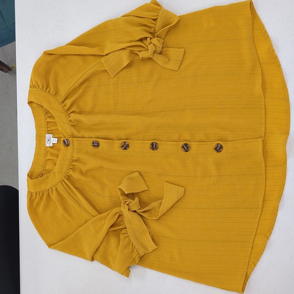 Dressbarn XL mustard 3/4 sleeve shirt